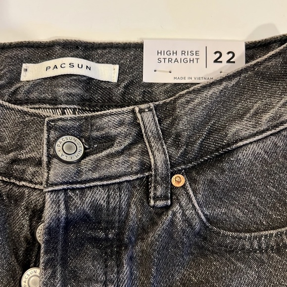 PacSun High Rise Straight Button Fly Jean Dark Shadow Size 22 - Picture 4 of 6